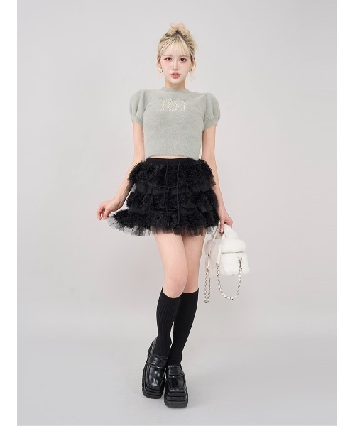 Darich（ダーリッチ） スカート ミックスレースフリルミニスカート