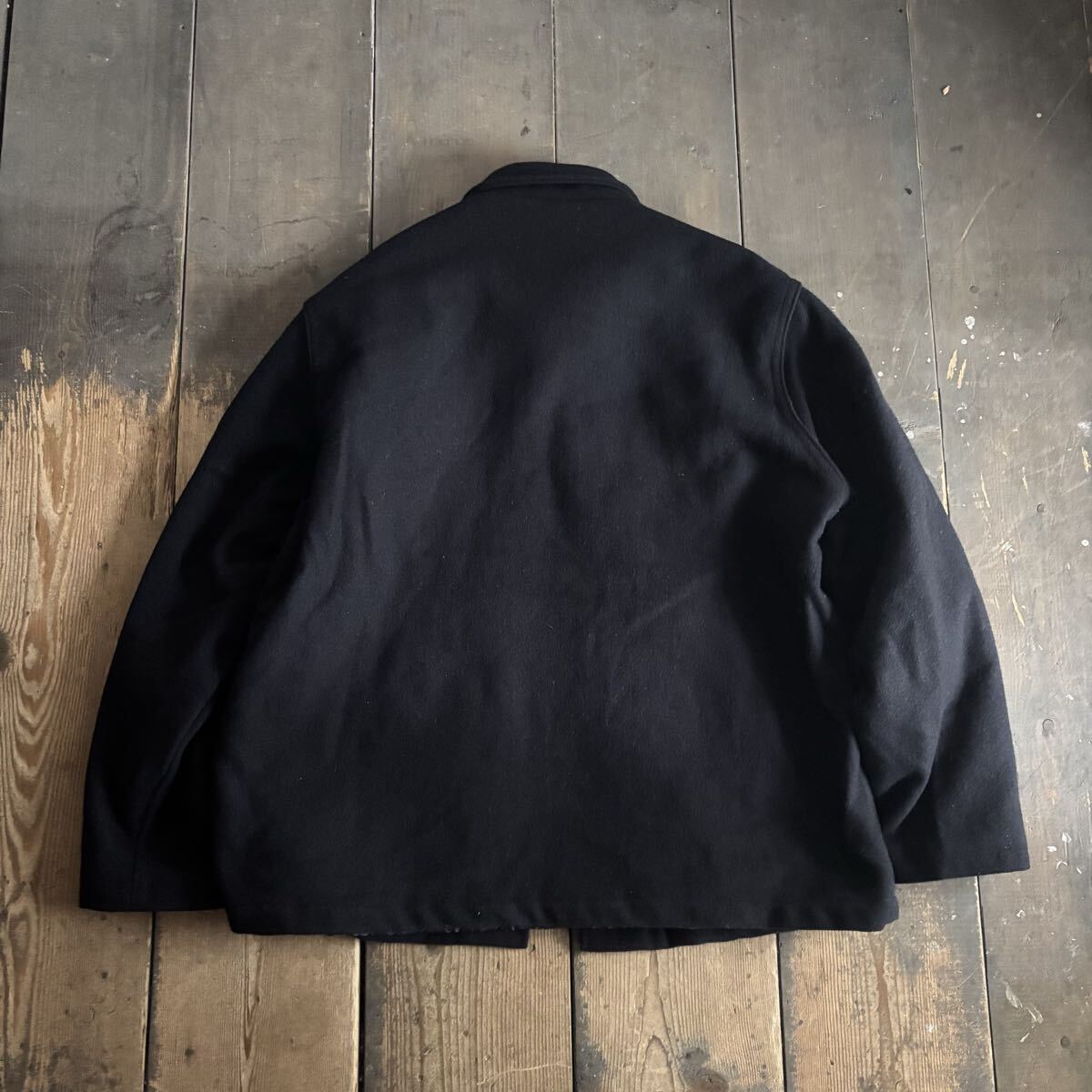 90s Holloway all melton long varsity jacket black ホロウェイ