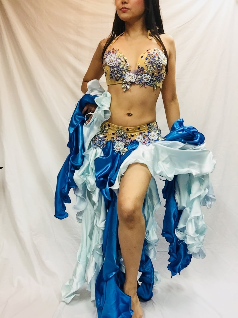 エジプト製ベリーダンス衣装 水色&ブルー | shamirajapan