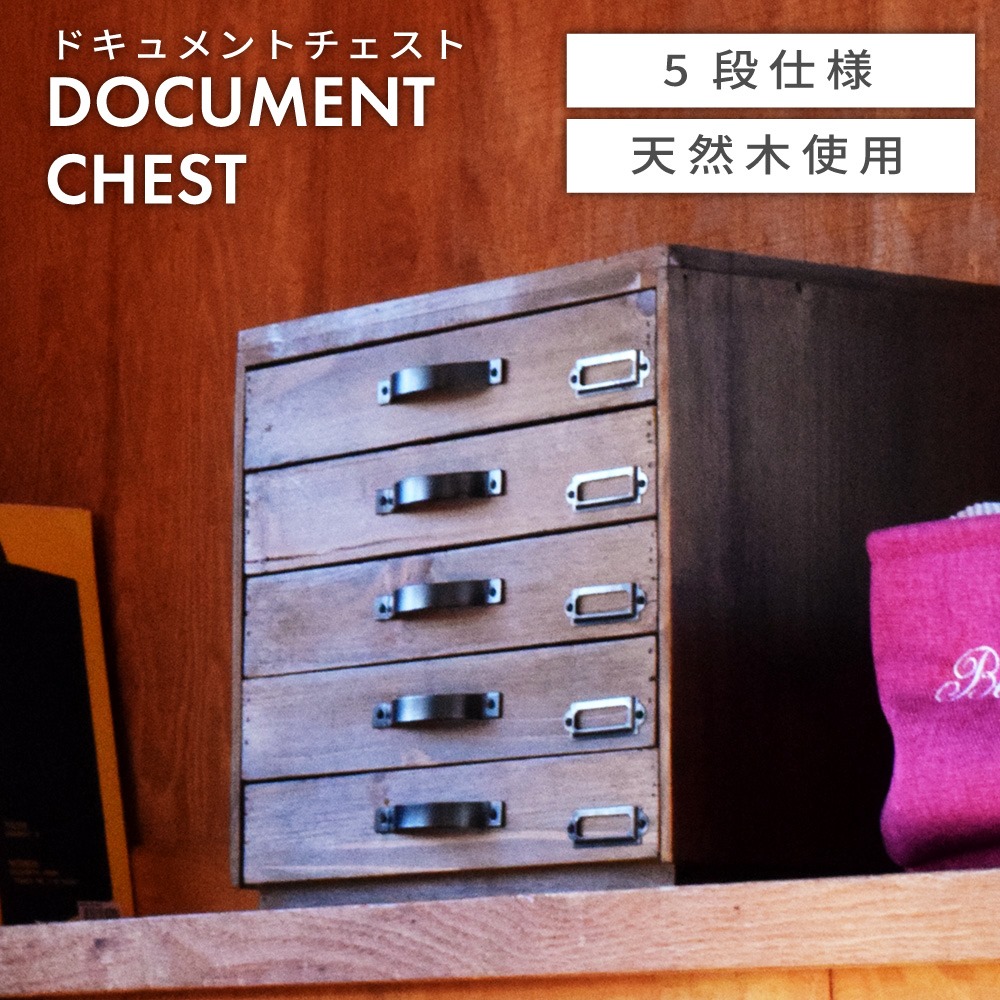 楽天市場】ドキュメントチェスト 5段 おしゃれ 収納 小物 木製 天然木