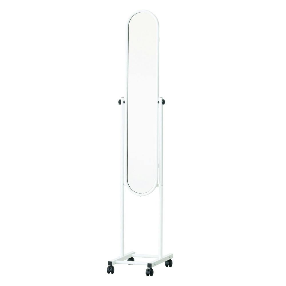 パイプスタンドミラー（キャスター付） 【色／ホワイト（WH