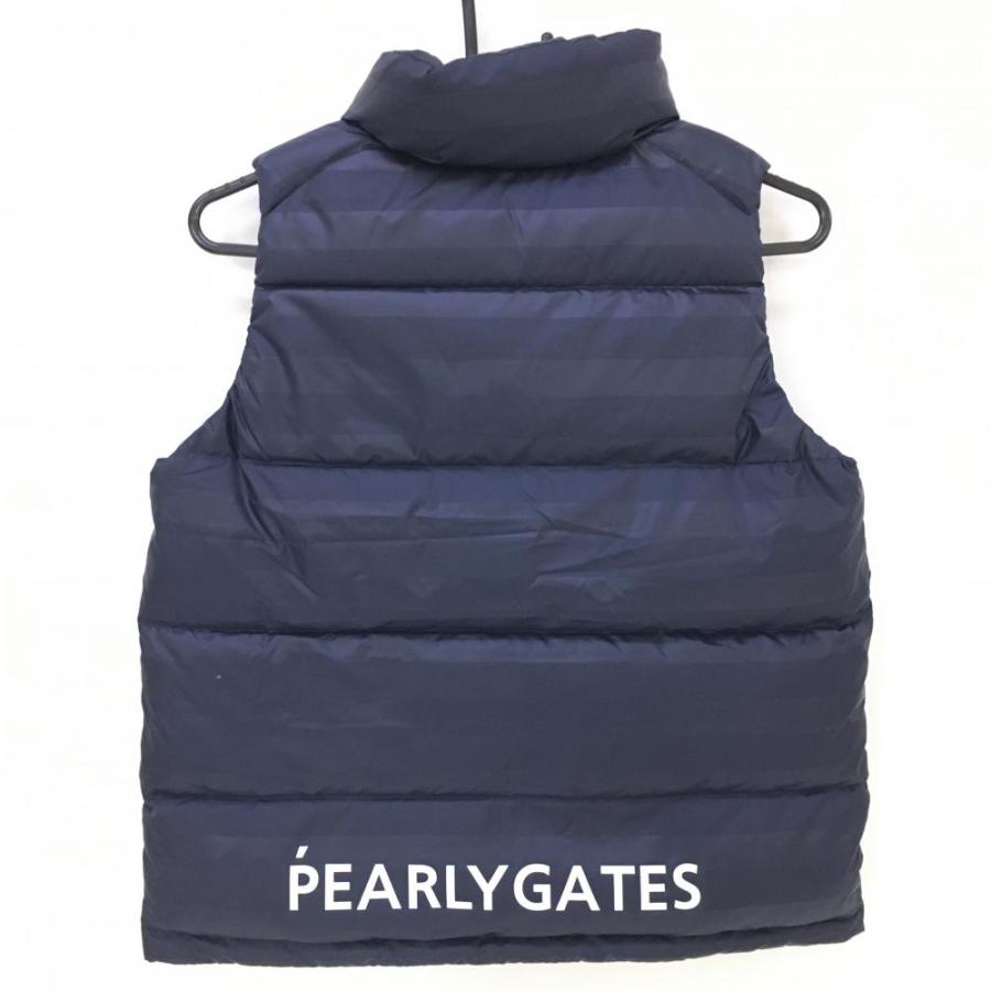 新品】パーリーゲイツ ダウンベスト ネイビー ボーダー地模様 光電子