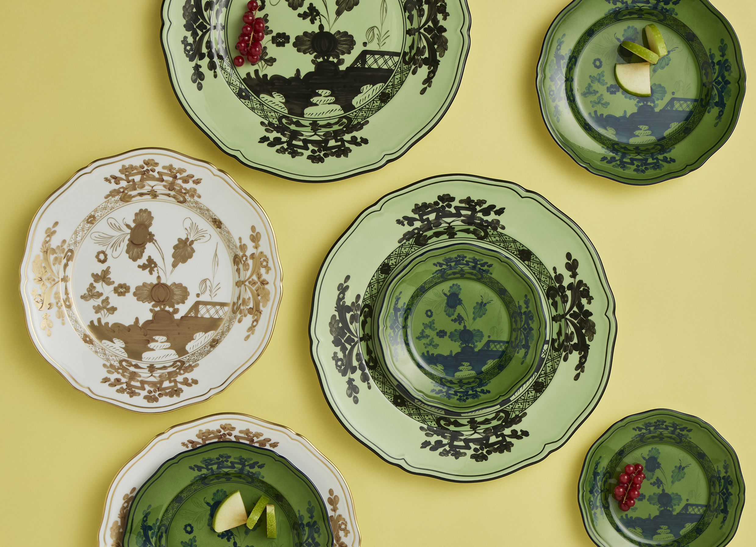 Porcelain plates set for two | Sparkling Spring Dew | GINORI 1735