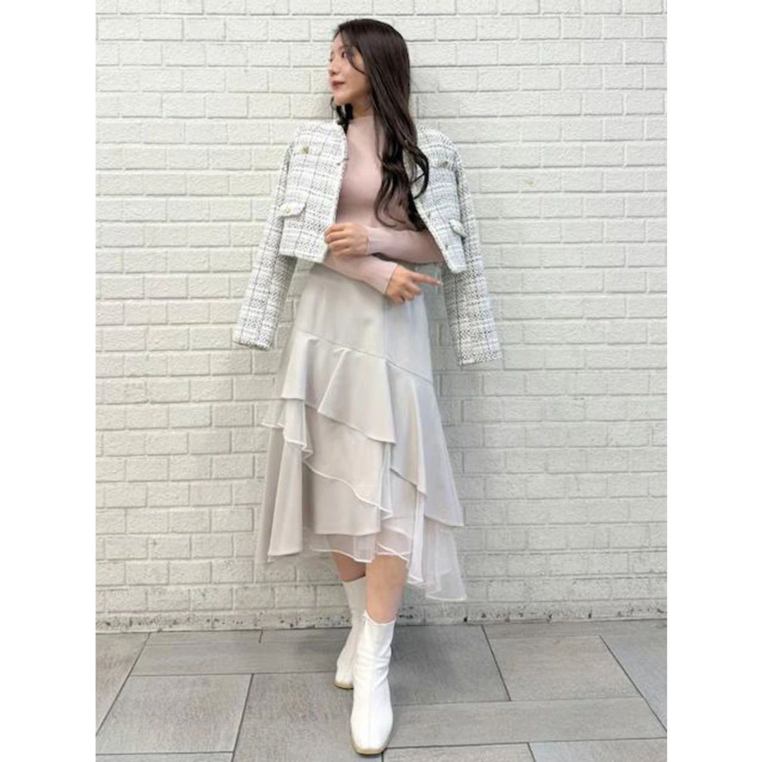 マーキュリーデュオ MERCURYDUO 異素材使いティアードスカート