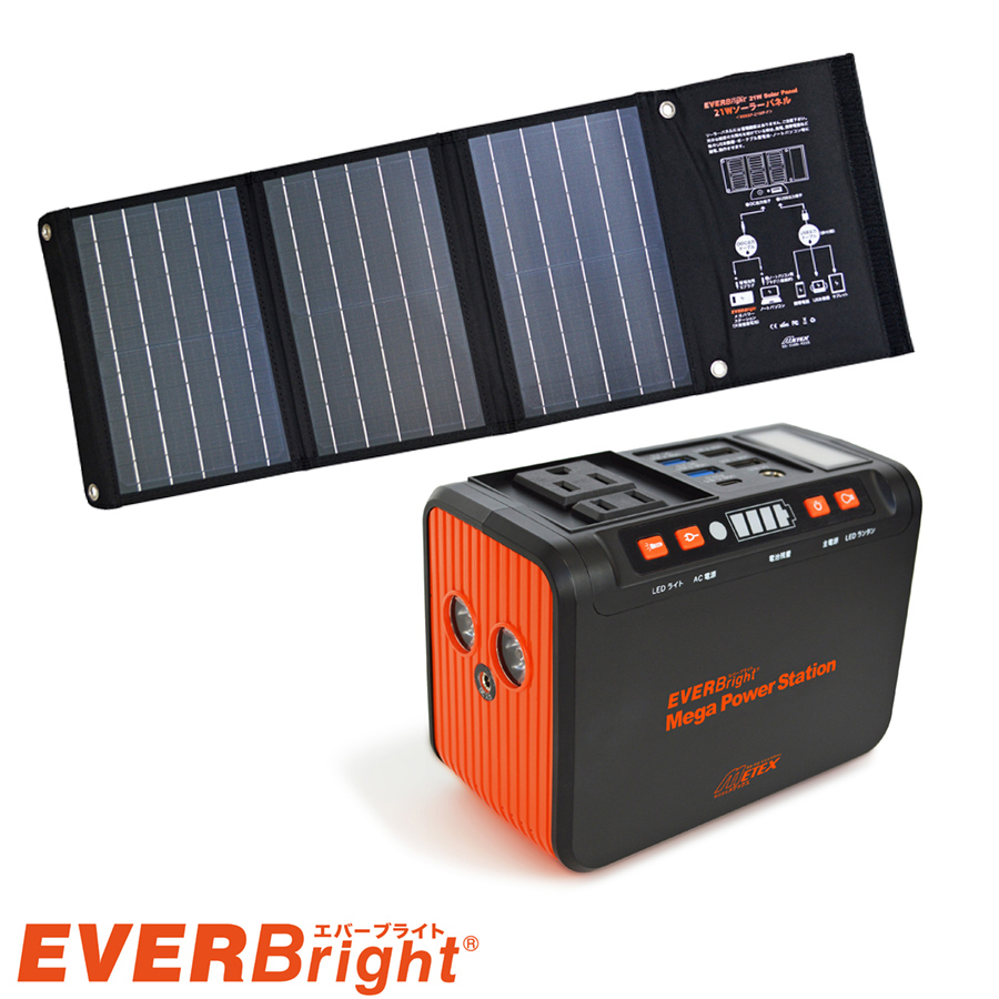 エバーブライト® メガパワーステーション+21Wソーラーパネル／24,000