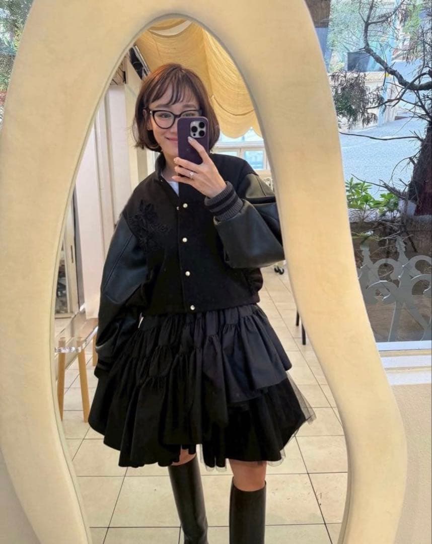 【新品未使用】bouquet embroidery stadium jumper フラワー刺繍スタジャン BLACK | GALAABEND ONLINE STORE