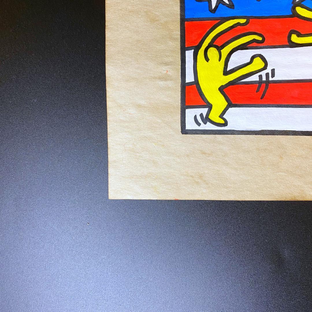 模写】キース・ヘリング ドローイング 水彩 手描き サイン・スタンプ入