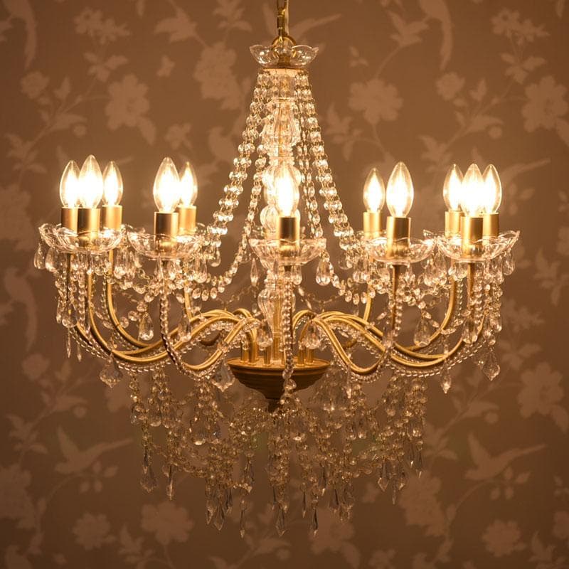 【LED付・簡単取付】12灯ゴールドカラーシャンデリア LED電球付 12灯 シャンデリア エレガントゴールド 簡単取付 幅74cm