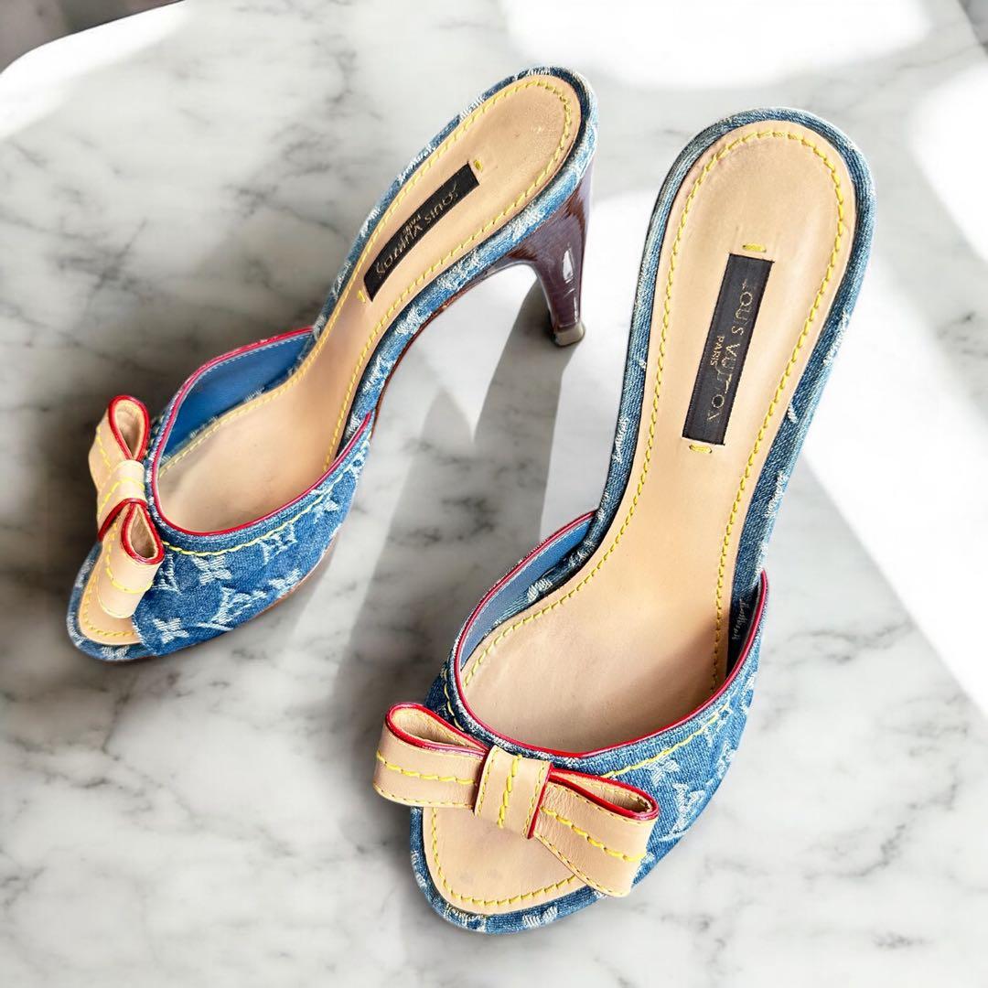 Louis Vuitton モノグラム デニムリボンミュール 23cm 楽天市場】【中古】LOUIS VUITTON （ルイヴィトン） ﾓﾉｸﾞﾗﾑﾃﾞﾆﾑ ｻﾝﾀﾞﾙ