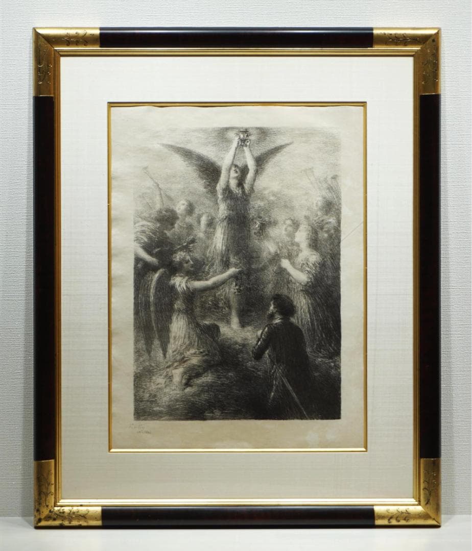 貴重　１３０年前のリトグラフ　アンリ・ファンタンラトゥール アンリ・ファンタン=ラトゥール A Basket of Roses, 1890